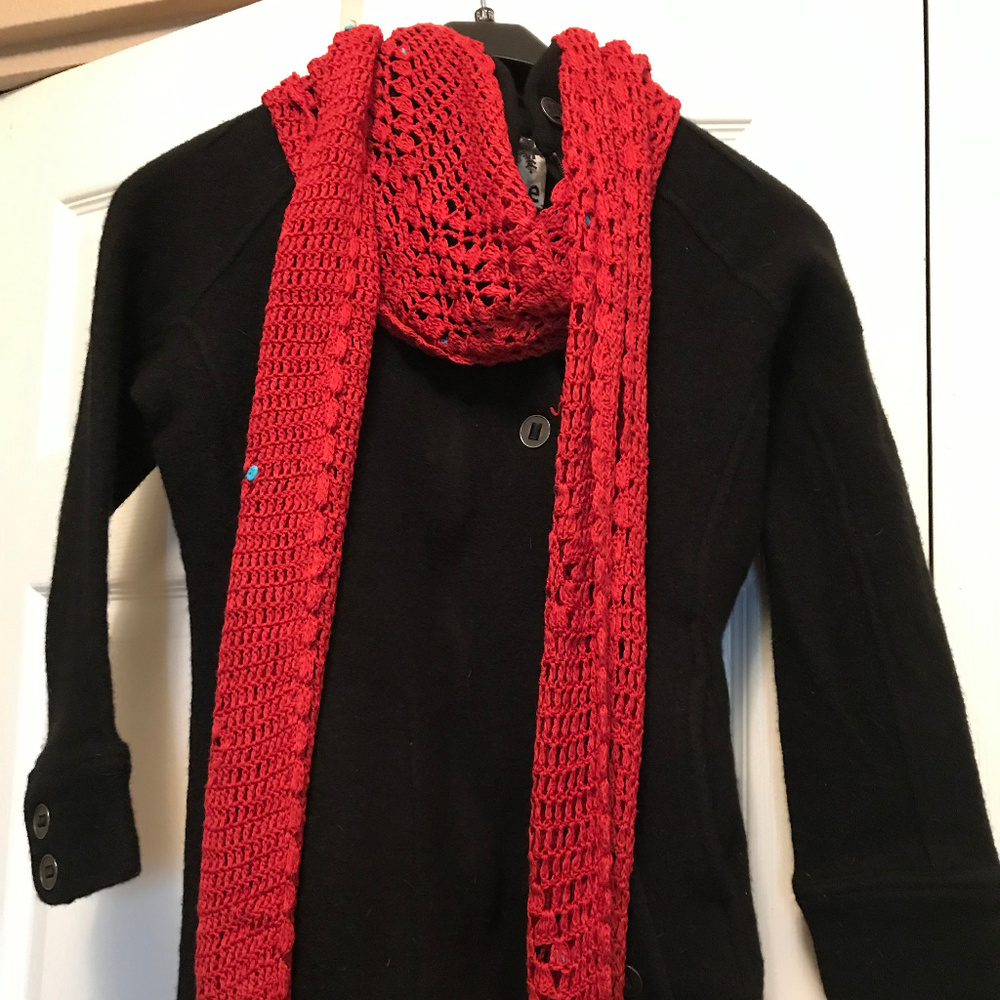 Knit Scarf with Turquoise Accents